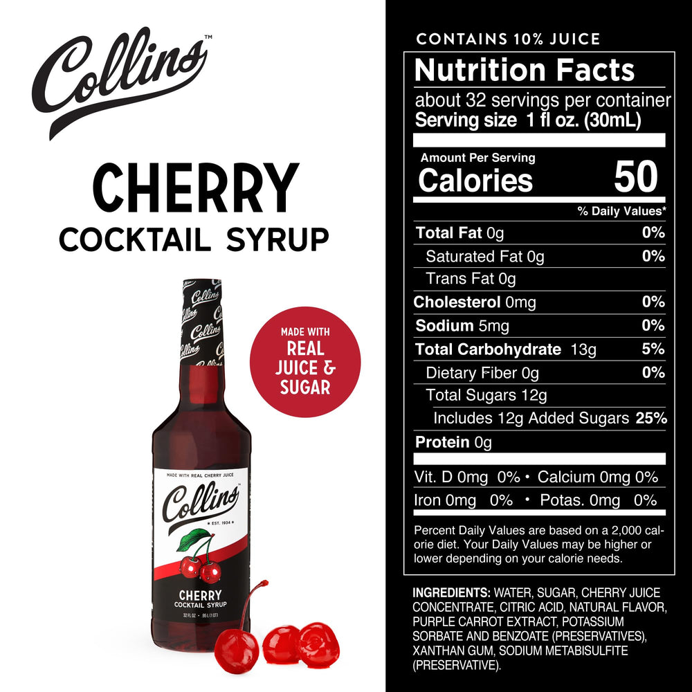 Collins Cherry Syrup in an Old Fashioned glass for flavor lift