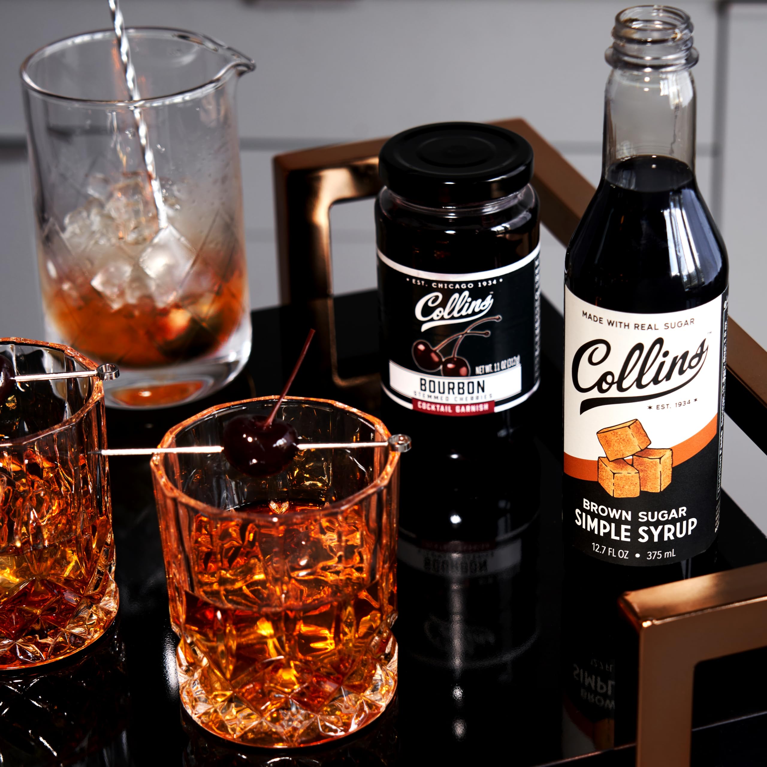 Collins Chicago bourbon cherries aroma of cinnamon spice enhancing layered flavor.