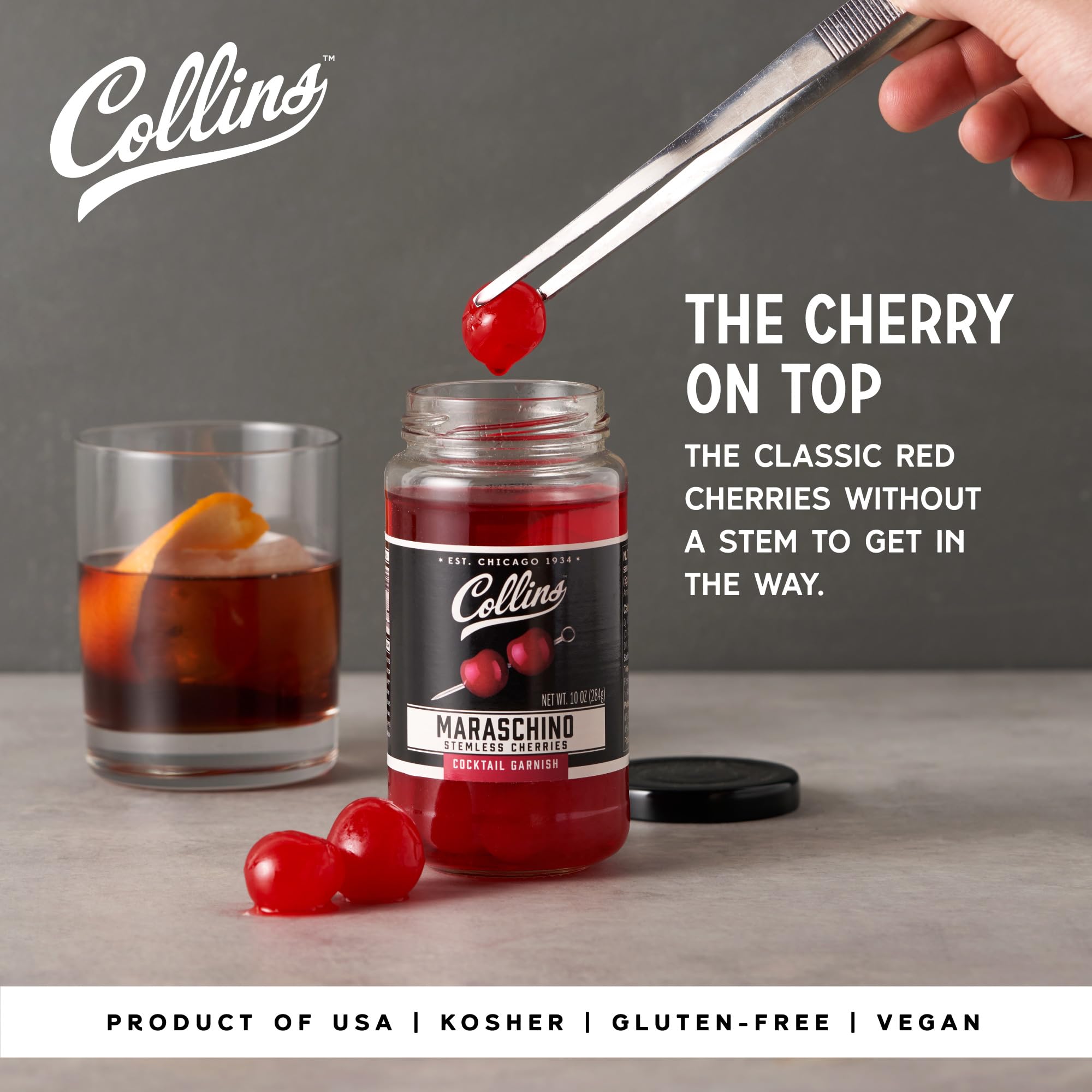 Collins Chicago cherries on a cheese board for elegant entertaining.