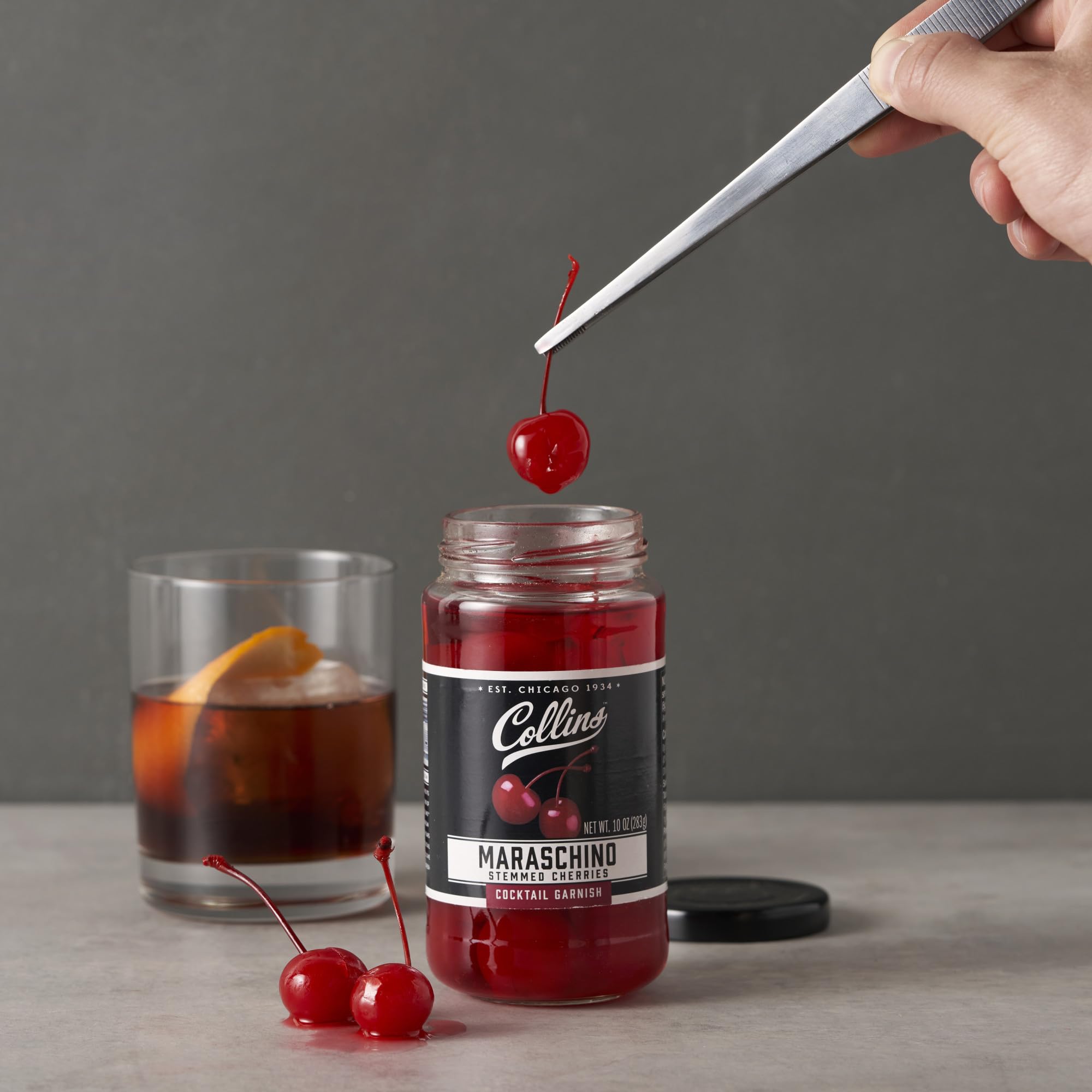 Collins Chicago gift-ready stemmed cherries for celebrations.