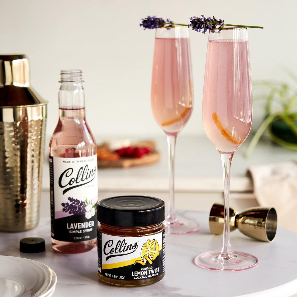 Collins Chicago Lavender Simple Syrup drizzled on coffee or dessert