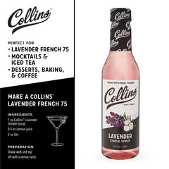 Close-up of Collins Chicago Lavender Simple Syrup ingredients showing real sugar