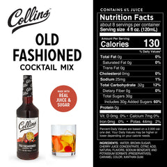 Collins Chicago Old Fashioned Mixer label on a bar setup for classic nostalgia.