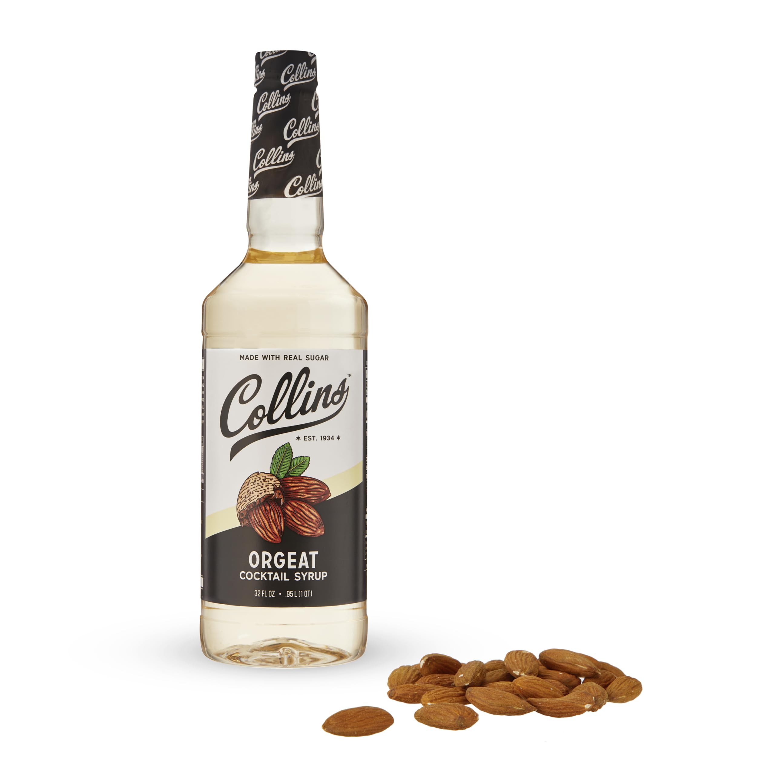 Collins Chicago Orgeat Syrup bottle with real sugar for cocktails
