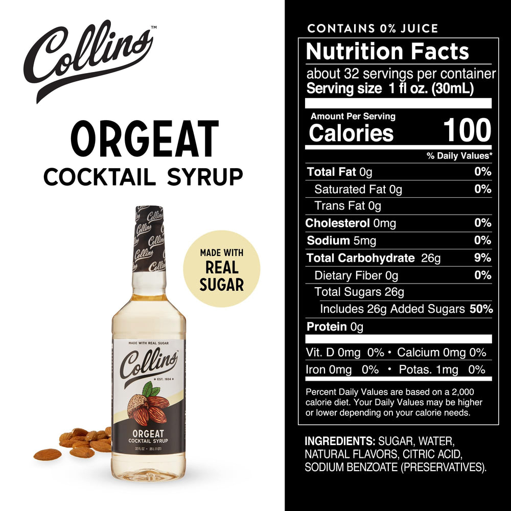 Collins Orgeat Syrup in Mai Tai glass with tropical vibe