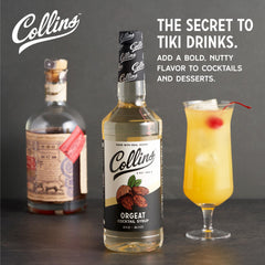 Collins Orgeat Syrup being poured into a glass for tiki cocktails
