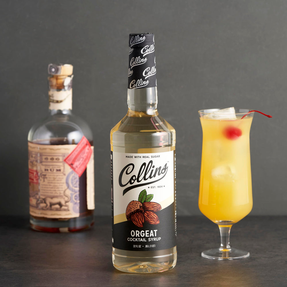 Collins Orgeat Syrup in party punch bowl setup