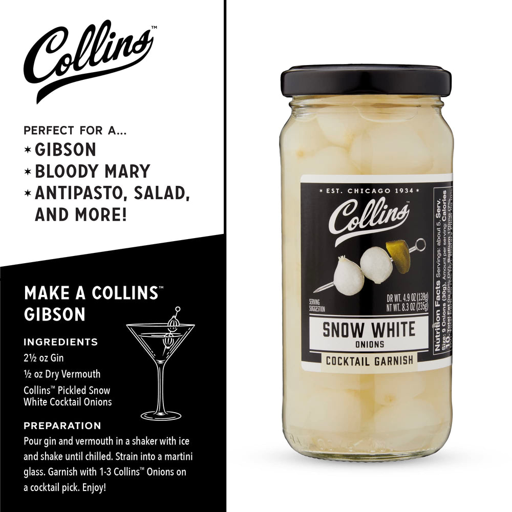 Gibson martini with Collins Chicago Snow White onions as garnish.