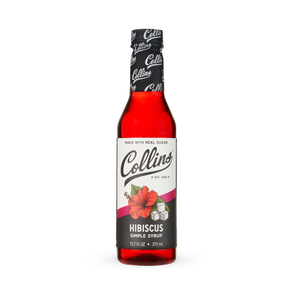 Collins Chicago Hibiscus Simple Syrup label closeup highlights natural ingredients