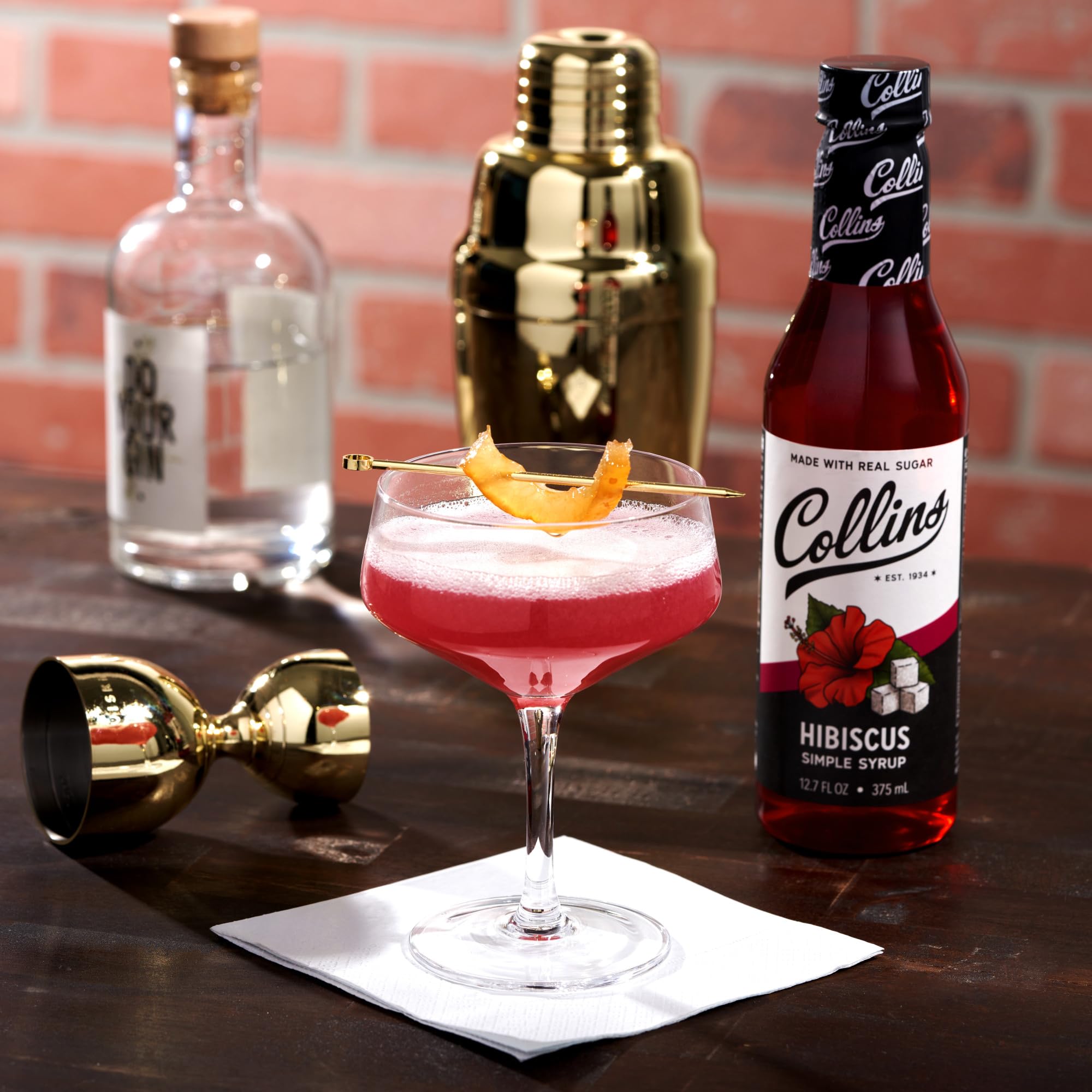 Collins Hibiscus Syrup lemonade glow signals refreshing, sunlit sips