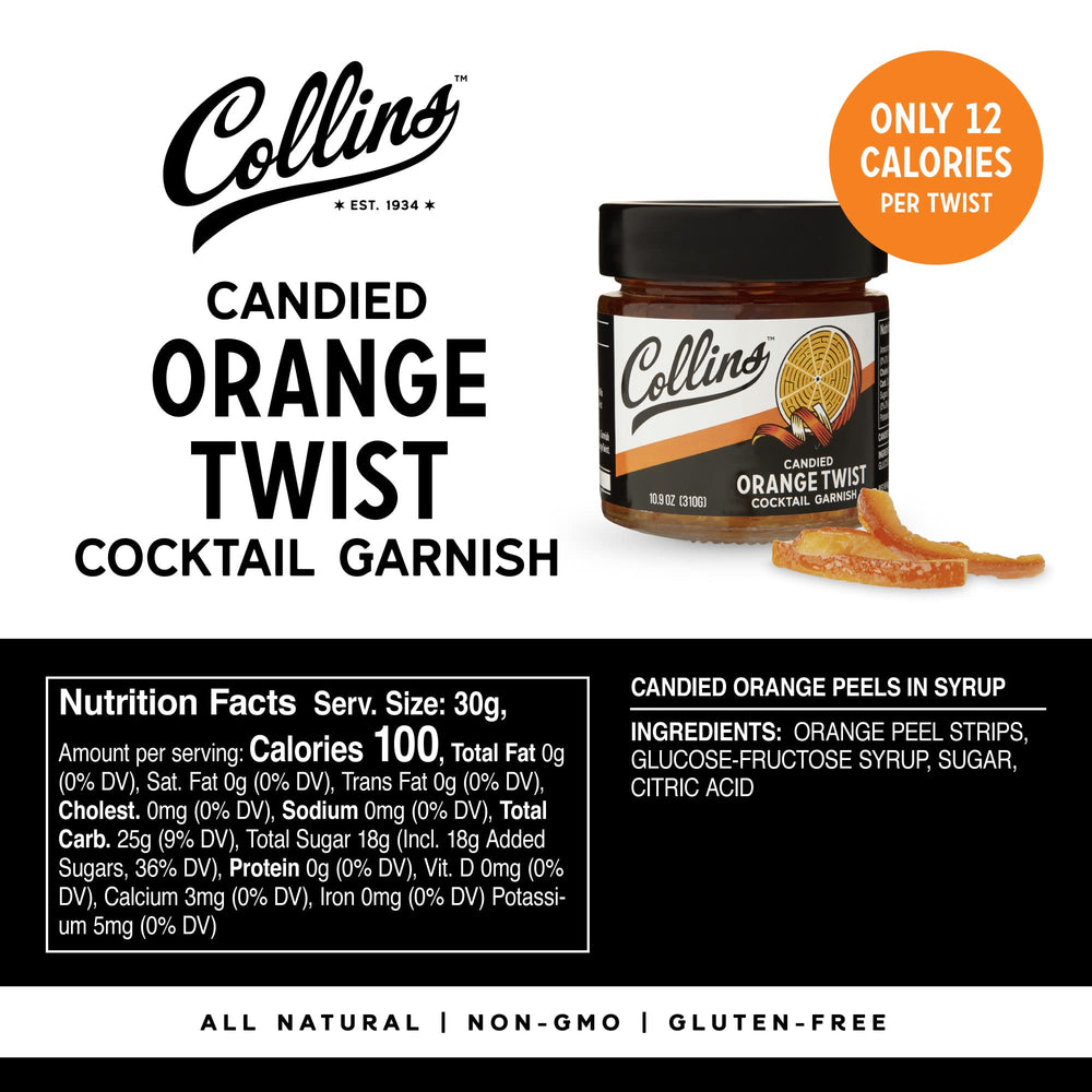 Collins Orange Peel Twist on an Old Fashioned glass adds balanced zest