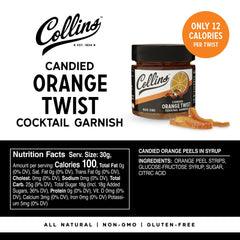 Collins Orange Peel Twist on an Old Fashioned glass adds balanced zest