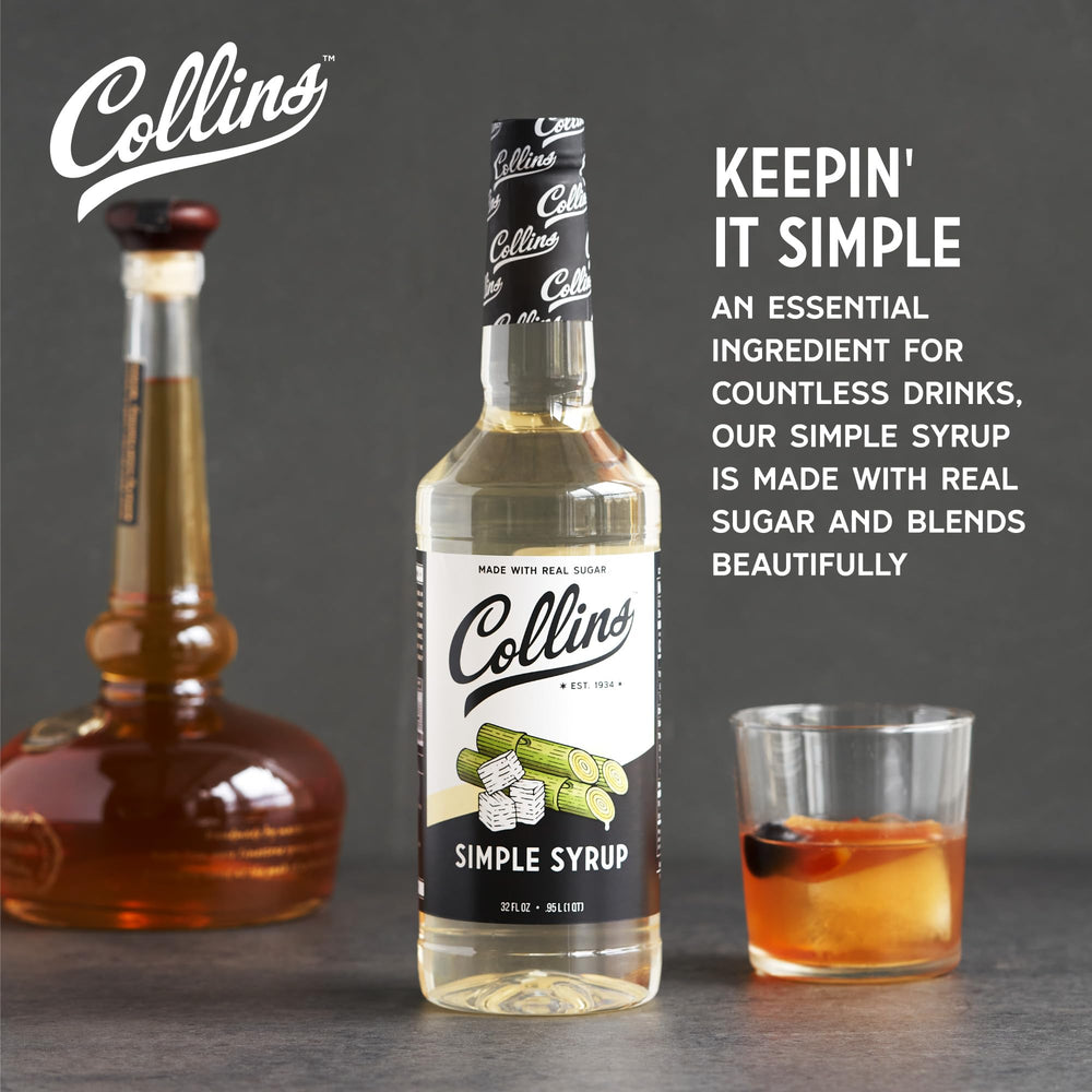 Collins Simple Syrup real sugar pour elevates drink flavor without artificial sweeteners