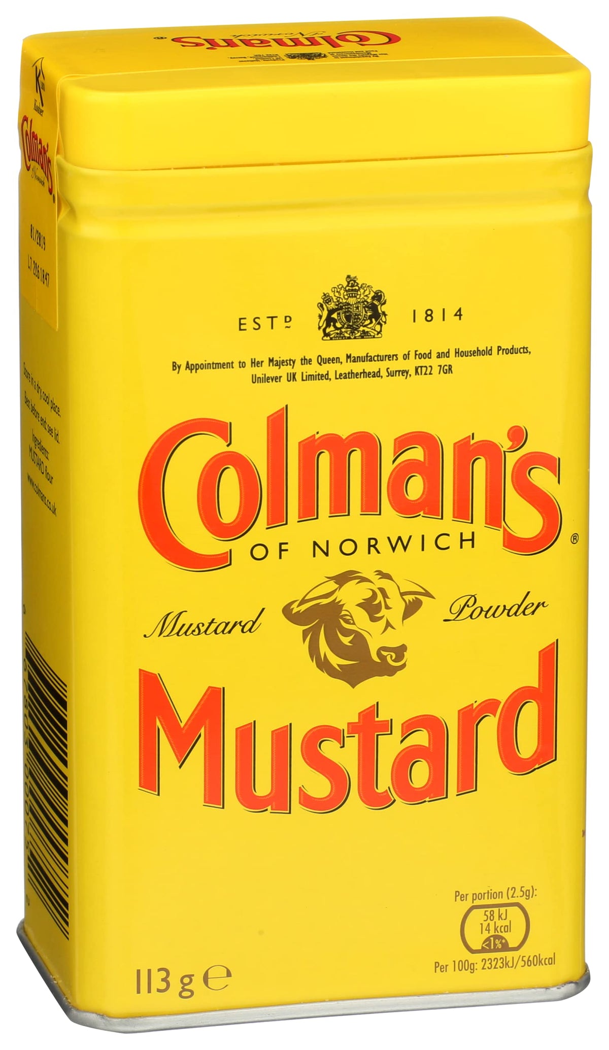 Colman's Dry Mustard Powder 4oz bottle front ready to heat up recipes