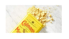 Colman’s mustard powder tin on a shelf with recipe notes for easy everyday cooking.