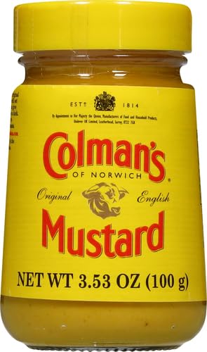 Colman's English Mustard on a roast dish signals classic pairing and depth.
