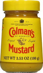 Colman's English Mustard on a roast dish signals classic pairing and depth.