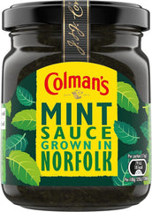 Colman's mint sauce classic bottle front, ideal for elevating roast dinners.