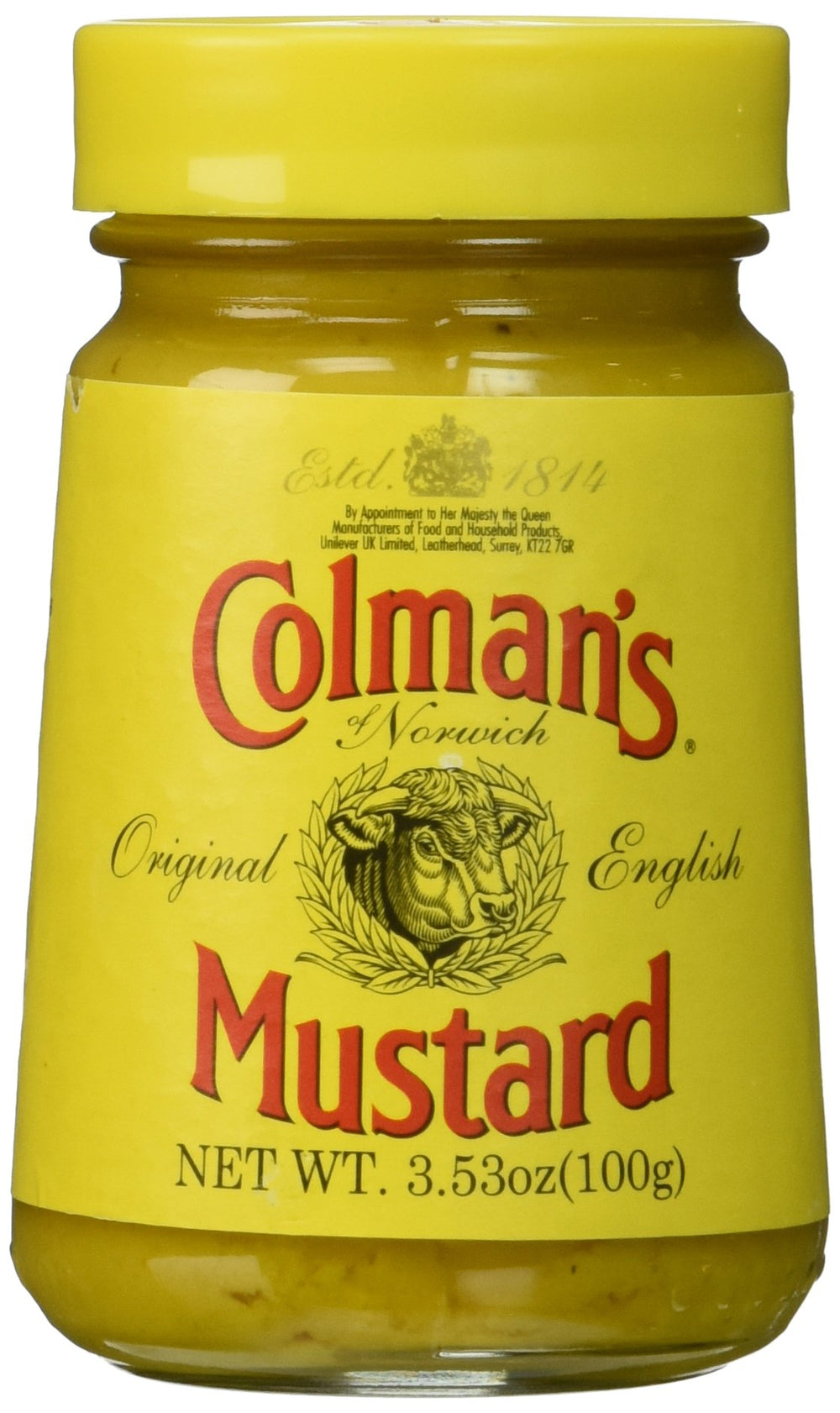 Colman's Original English Mustard bottle pour showing bold flavor for sandwiches.