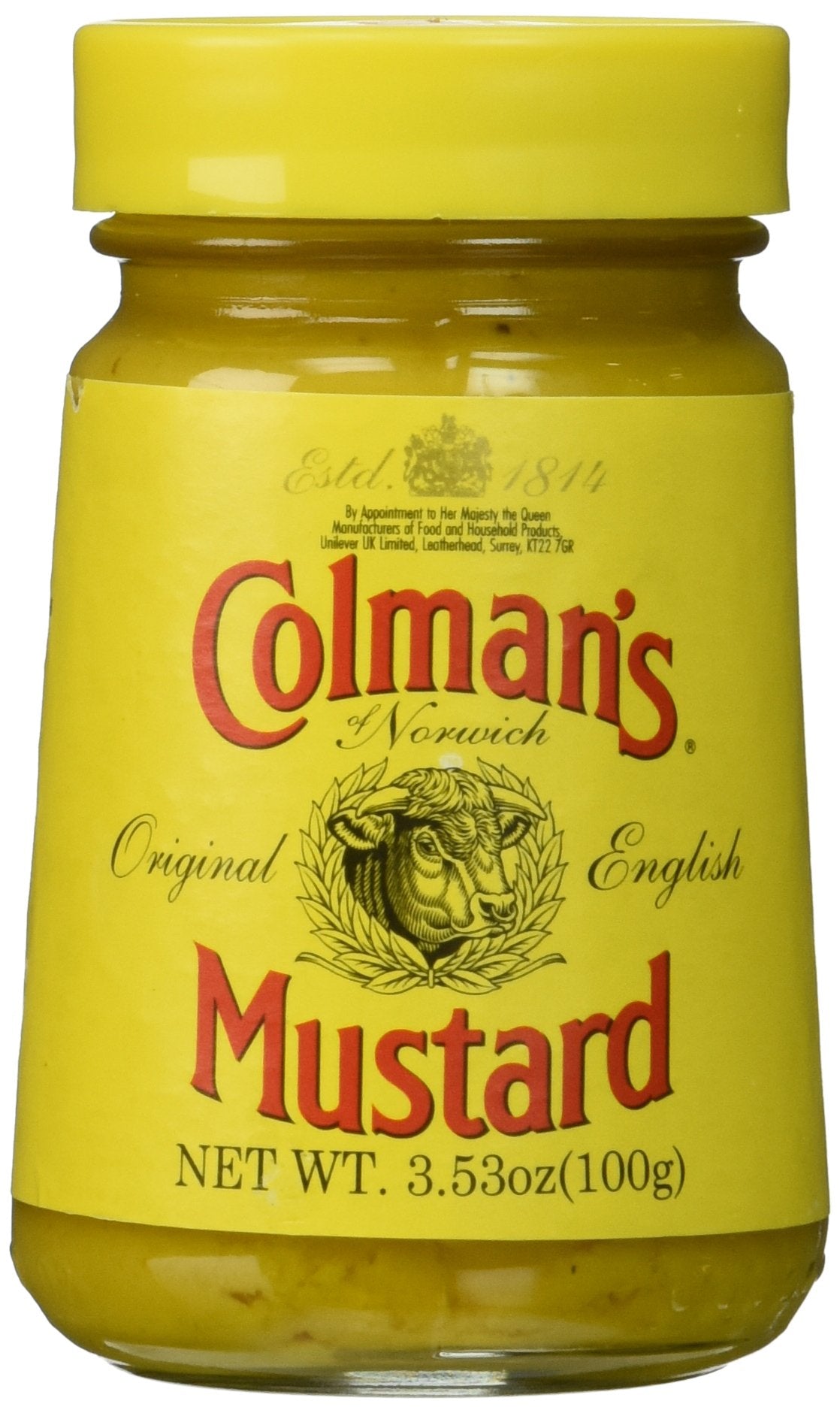 Colman's Original English Mustard bottle pour showing bold flavor for sandwiches.