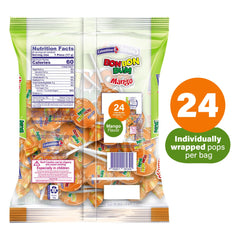 Colombina Bon Bon Bum Mango Lollipop pack back with ingredients and serving ideas.
