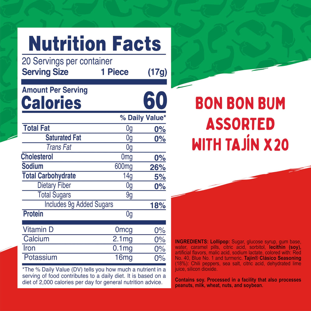 Colombina Bon Bon Bum Tajín Chile Lime dip pouch close-up highlighting interactive dip-lick flavor.