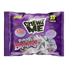 Colombina ChewzMe brains gummy closeup with layered flavors for Halloween fun