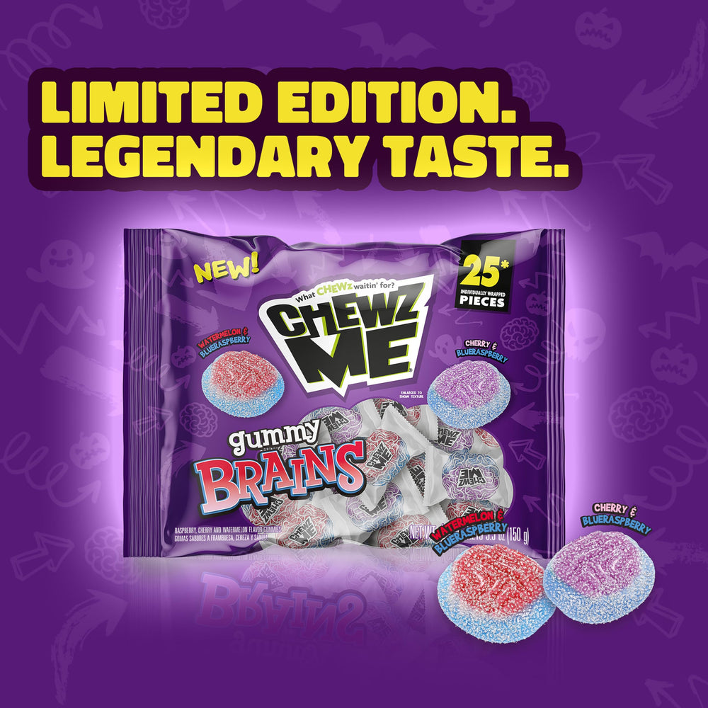 Colombina ChewzMe brains gummy on display for Halloween party tables