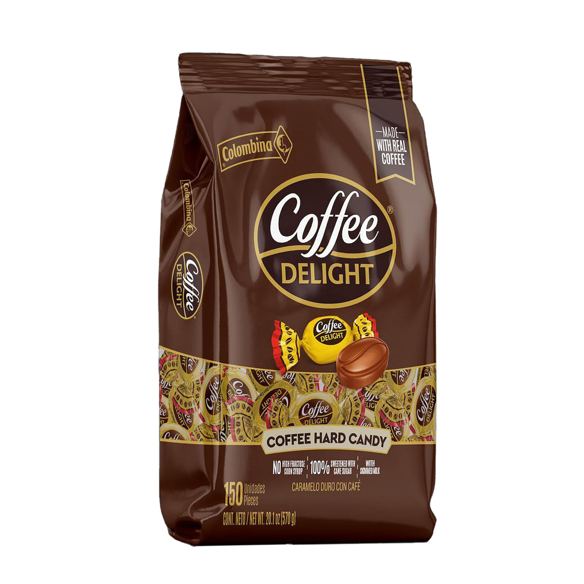 Colombina Coffee Delight front pack with 150-count box for on the go candy moments