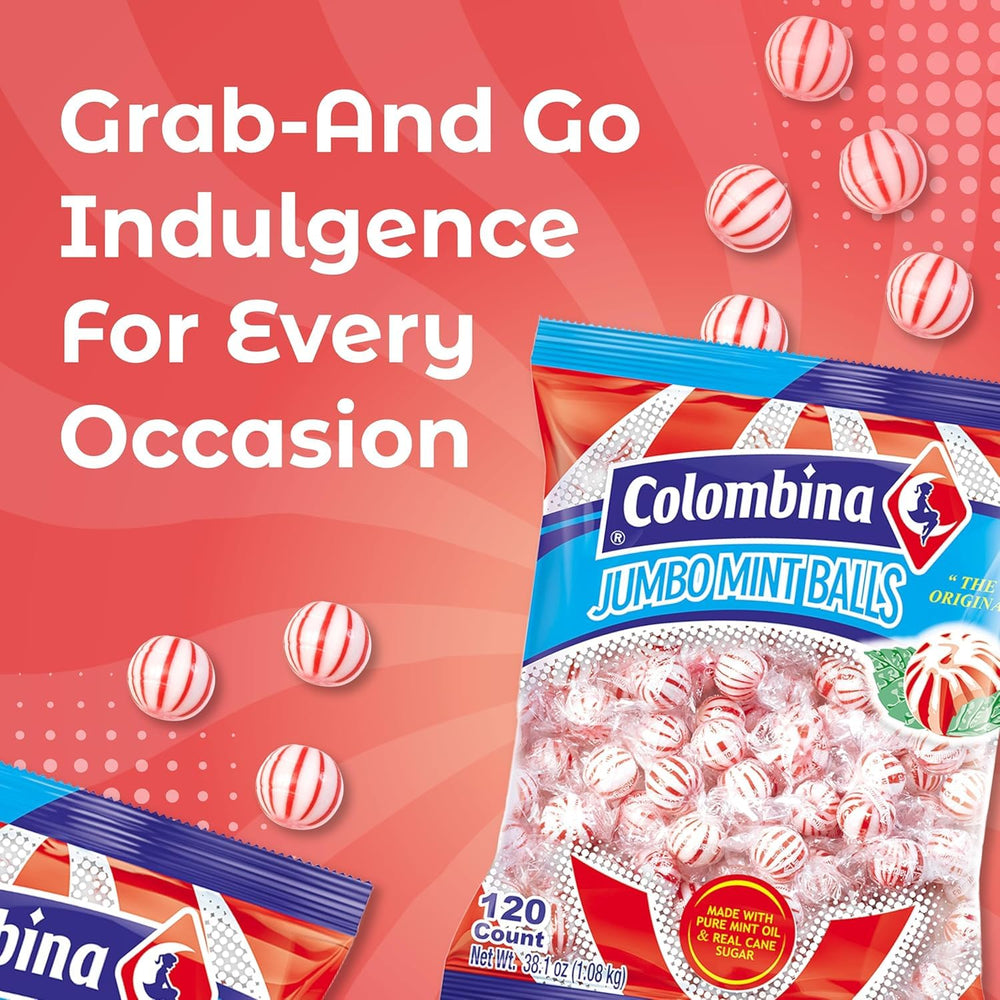 Colombina Peppermint Balls in a pantry display
