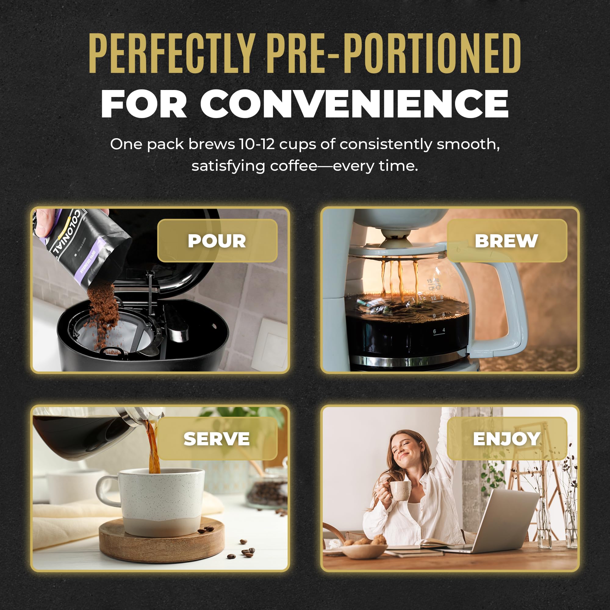 Colonial International Coffee airtight sealed packaging preserves freshness and aroma