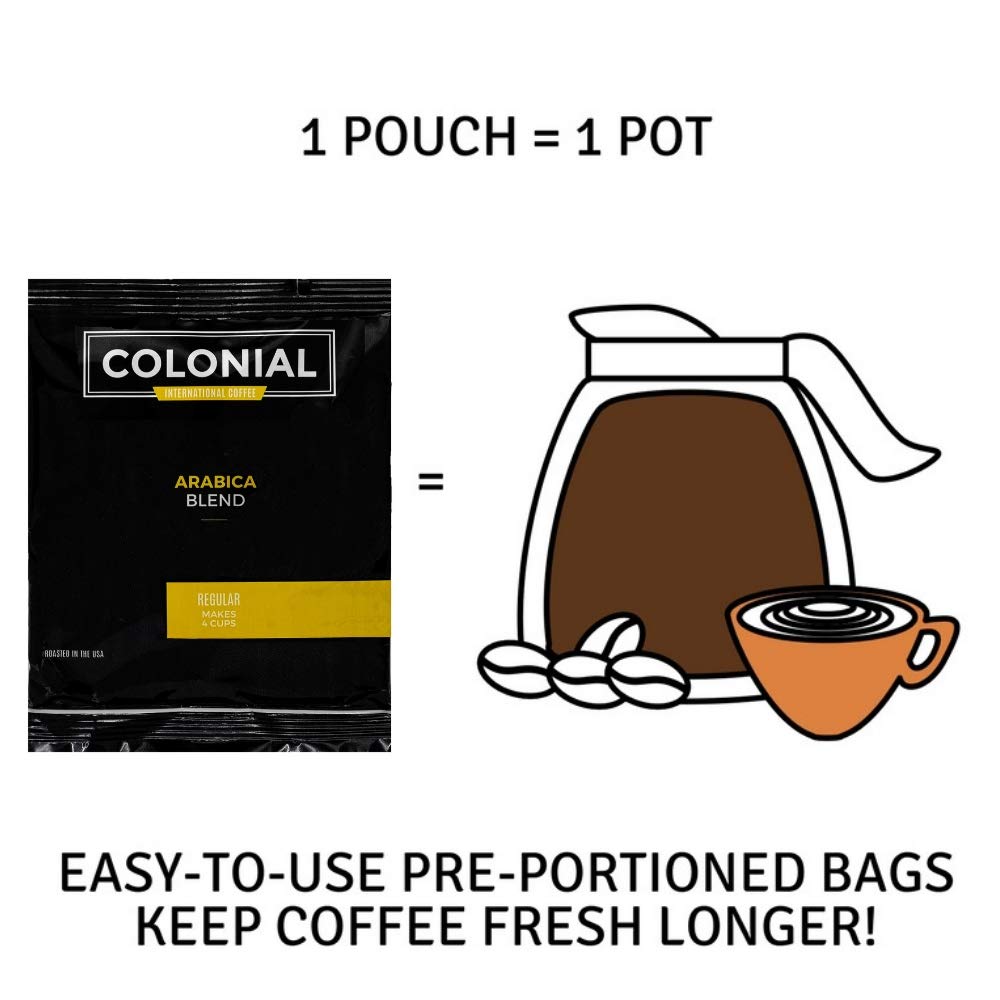 In-room hotel setup featuring Colonial International Coffee.