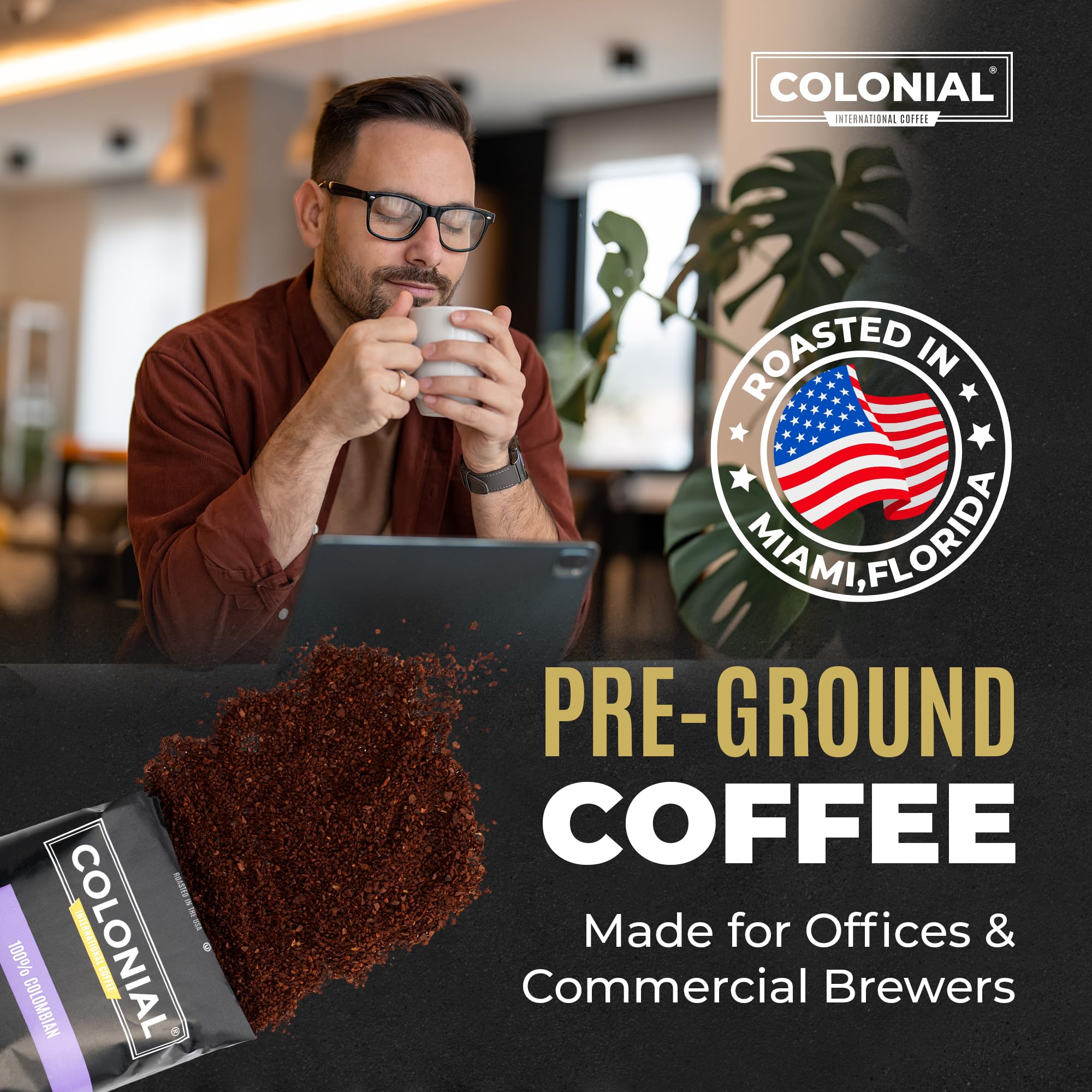 Colonial International Coffee single-pot frac pack open for quick, consistent brews