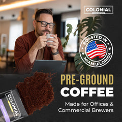 Colonial International Coffee twelve-cup brewer packets provide consistent flavor
