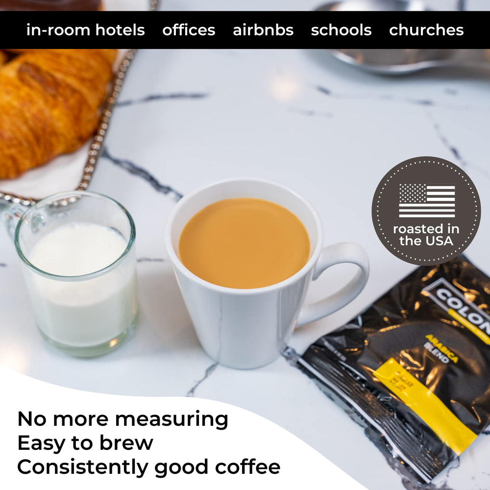 USA-roasted Colonial International Coffee packaging and branding.