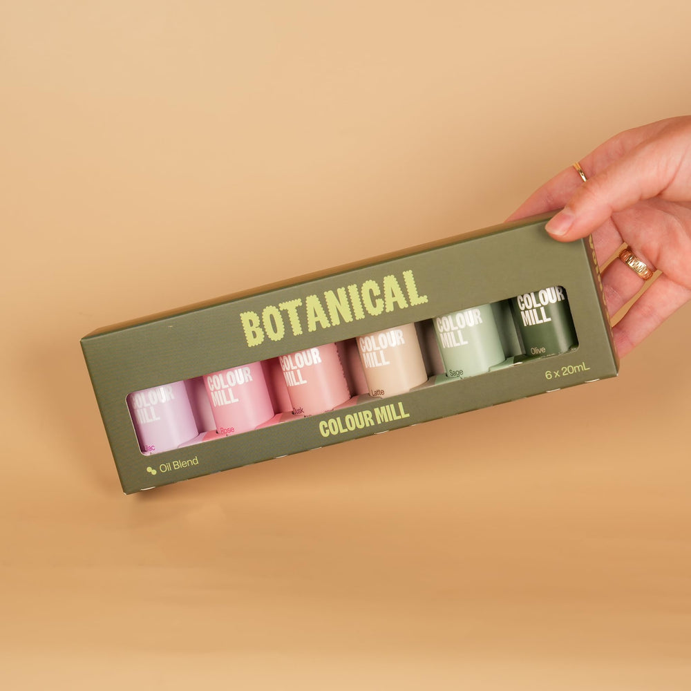 Colour Mill Botanical 6-Pack colors in a mixing bowl showing even dispersion.