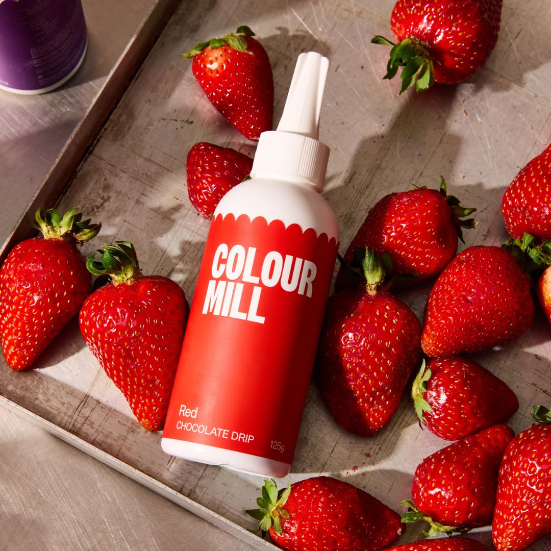 Colour Mill bottle melting in hot water for smooth, glossy chocolate on demand.
