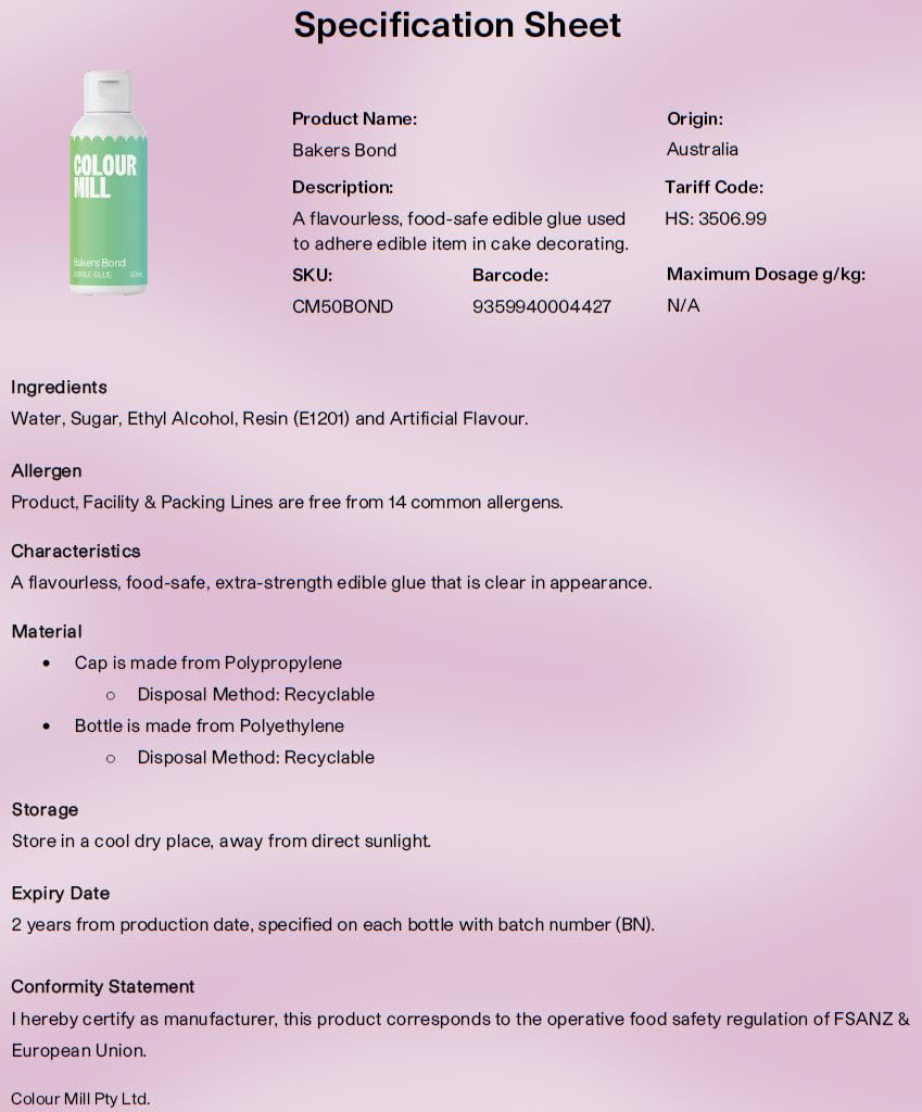 Colour Mill gum paste bonding glue suitable for delicate decorations