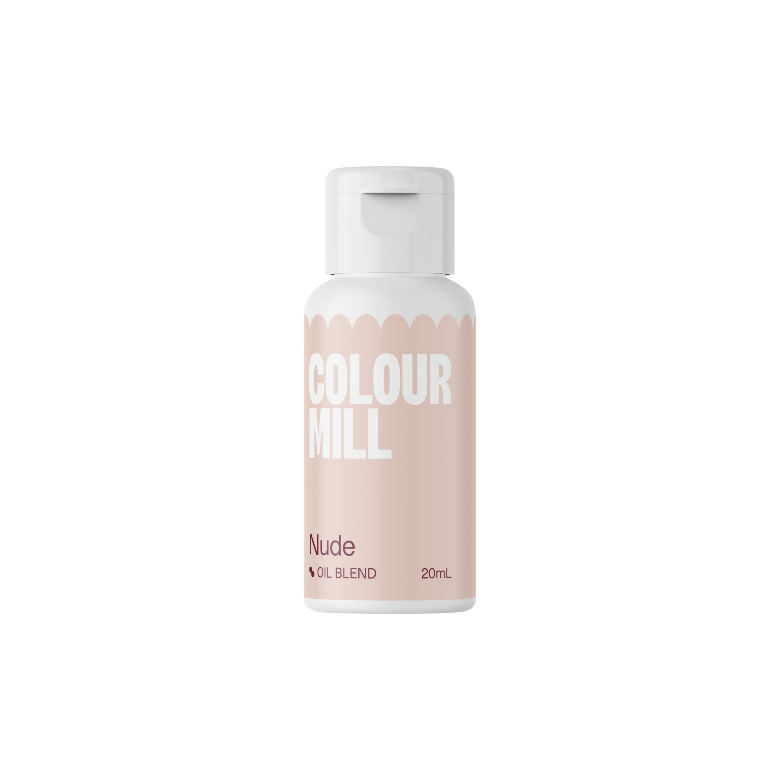 Colour Mill nude oil-based color bottle for vibrant fat-based desserts and frostings.