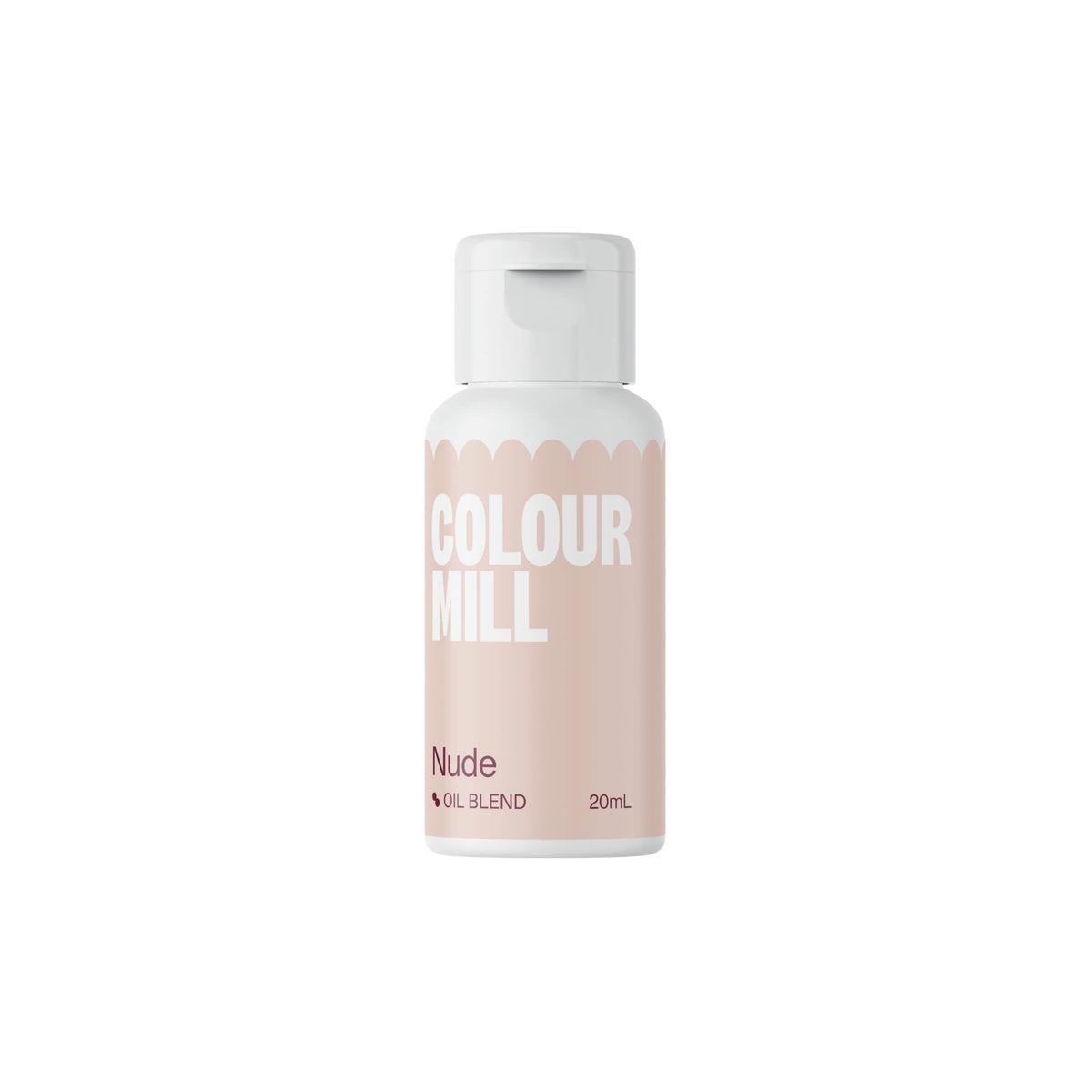 Colour Mill nude oil-based color bottle for vibrant fat-based desserts and frostings.