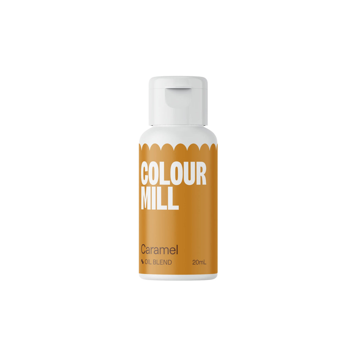 Colour Mill caramel oil-based color being poured for vibrant buttercream results