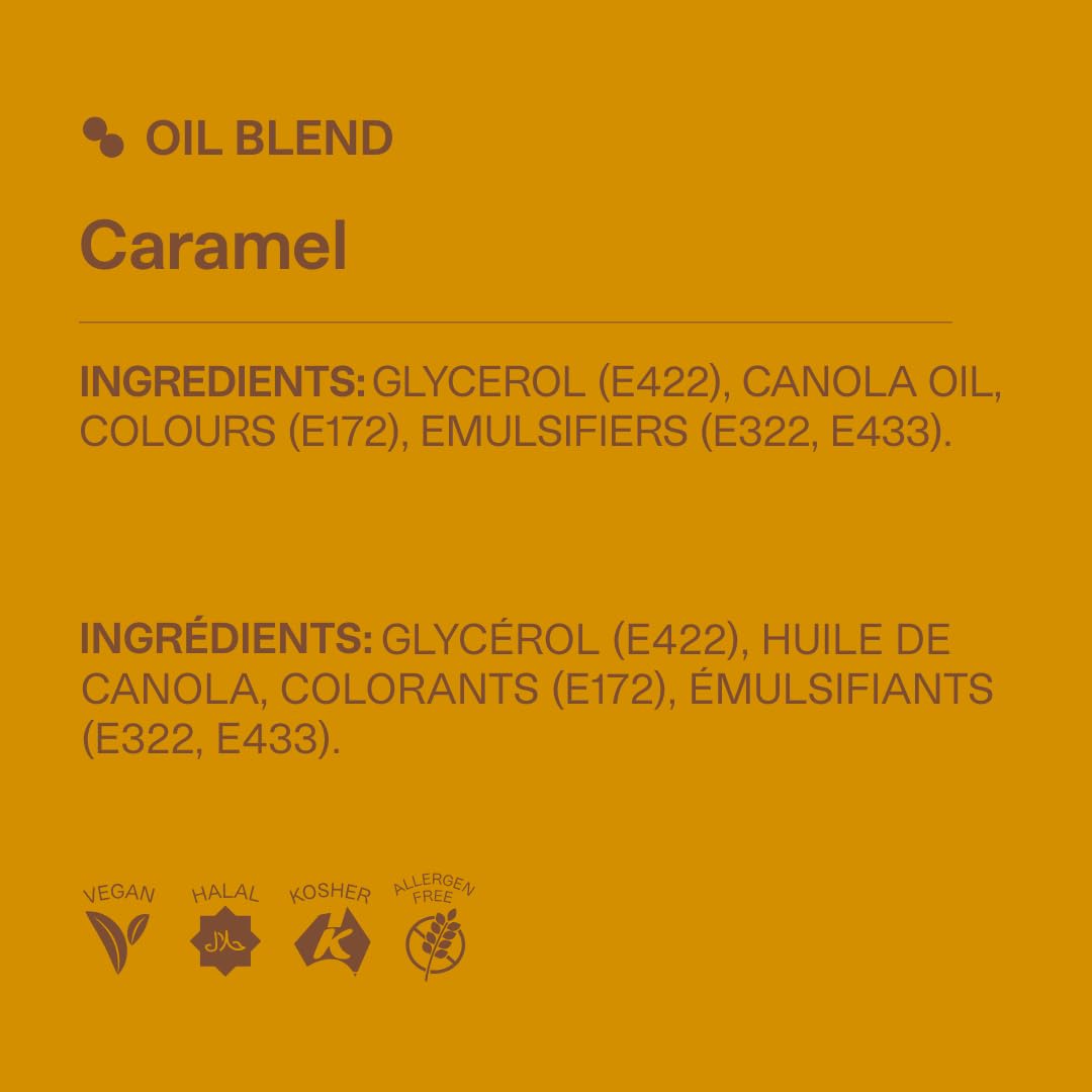 Colour Mill caramel color dispersion in a bowl for even chocolate color