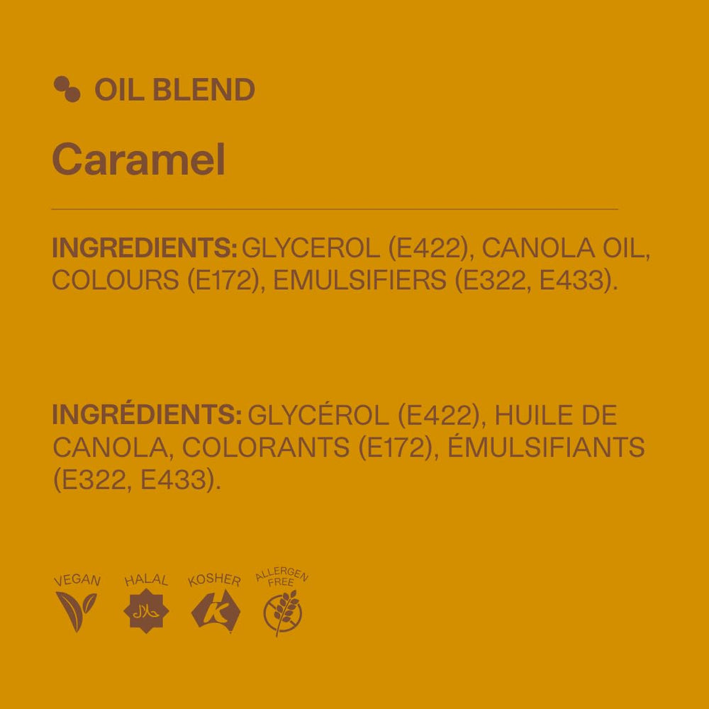 Colour Mill caramel color dispersion in a bowl for even chocolate color