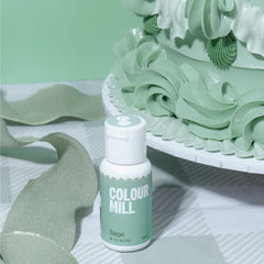 Colour Mill Sage 20ml dropper ensures controlled application on desserts.