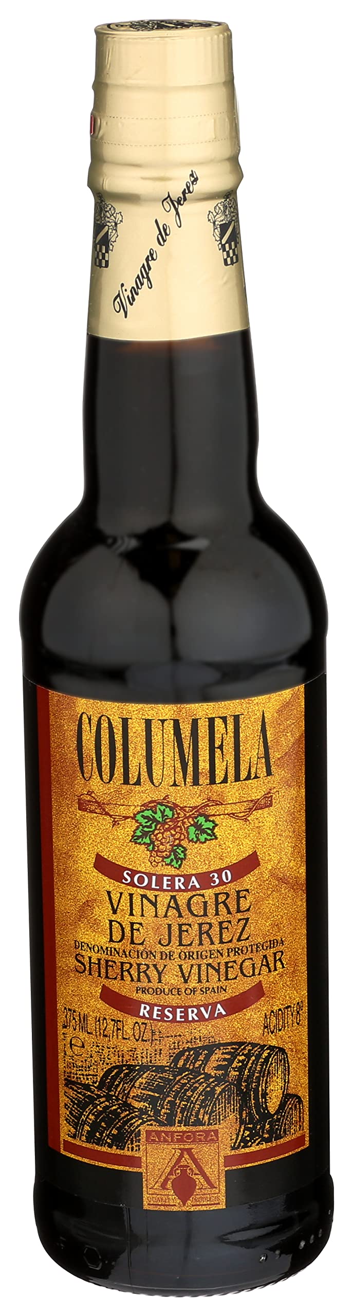 Columela 30 Year Sherry Vinegar bottle shows rich color for sauces.