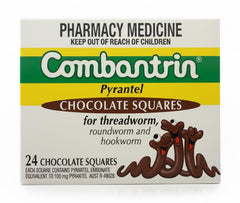 Combantrin chocolate squares 24-pack, Australian-made, convenient for households and travel