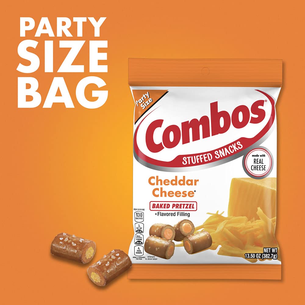 Combos Cheddar baked pretzel snacks on-the-go pack for picnics.