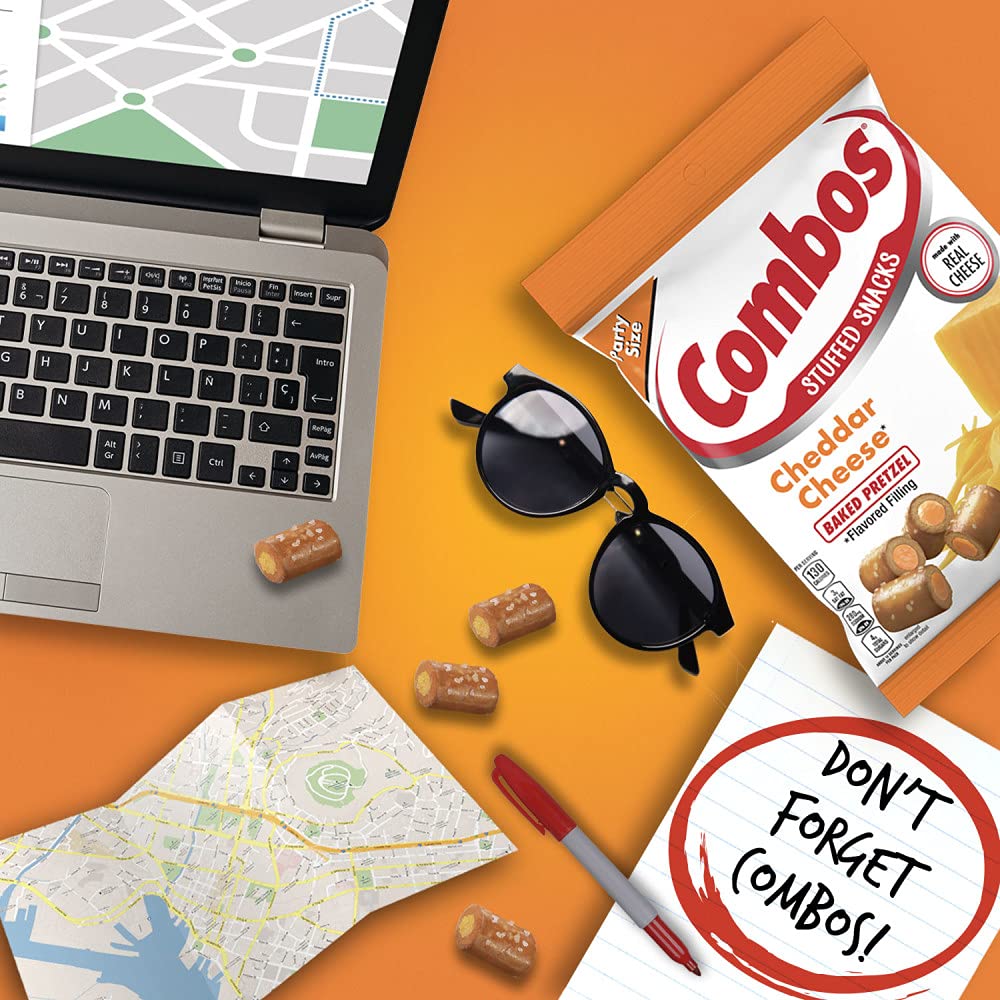 Combos Cheddar baked pretzel snacks work lunchbox snack option.