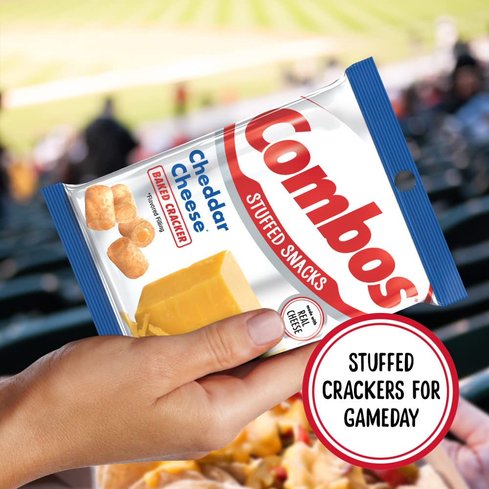 Bulk 12-pack of Combos cheddar crackers for classrooms and offices.