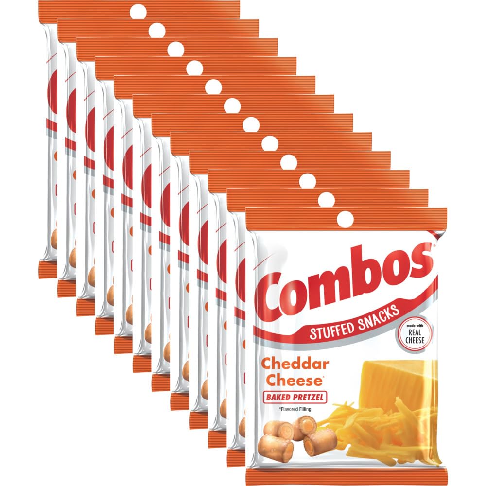 COMBOS Cheddar Pretzel snack pack on shelf, ideal for quick on-the-go snacking.